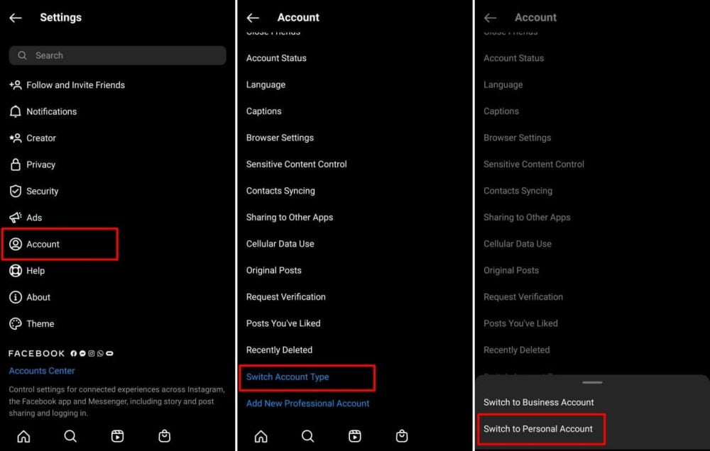 How To Switch Back To Personal Instagram Account From Business Or