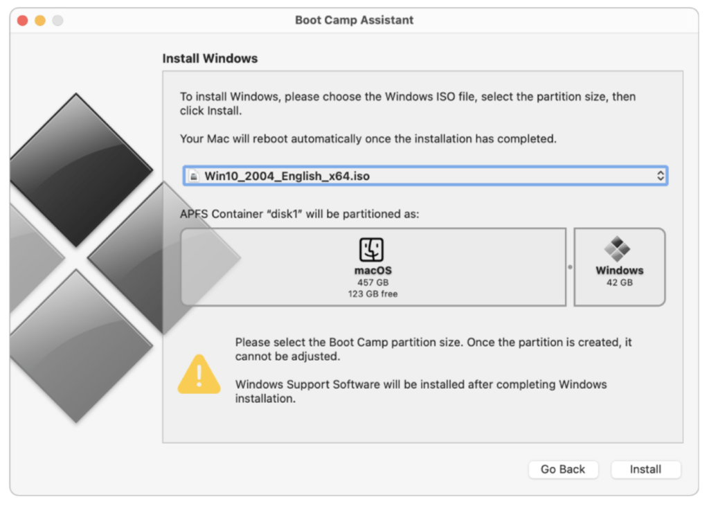 how to install windows on mac boot camp