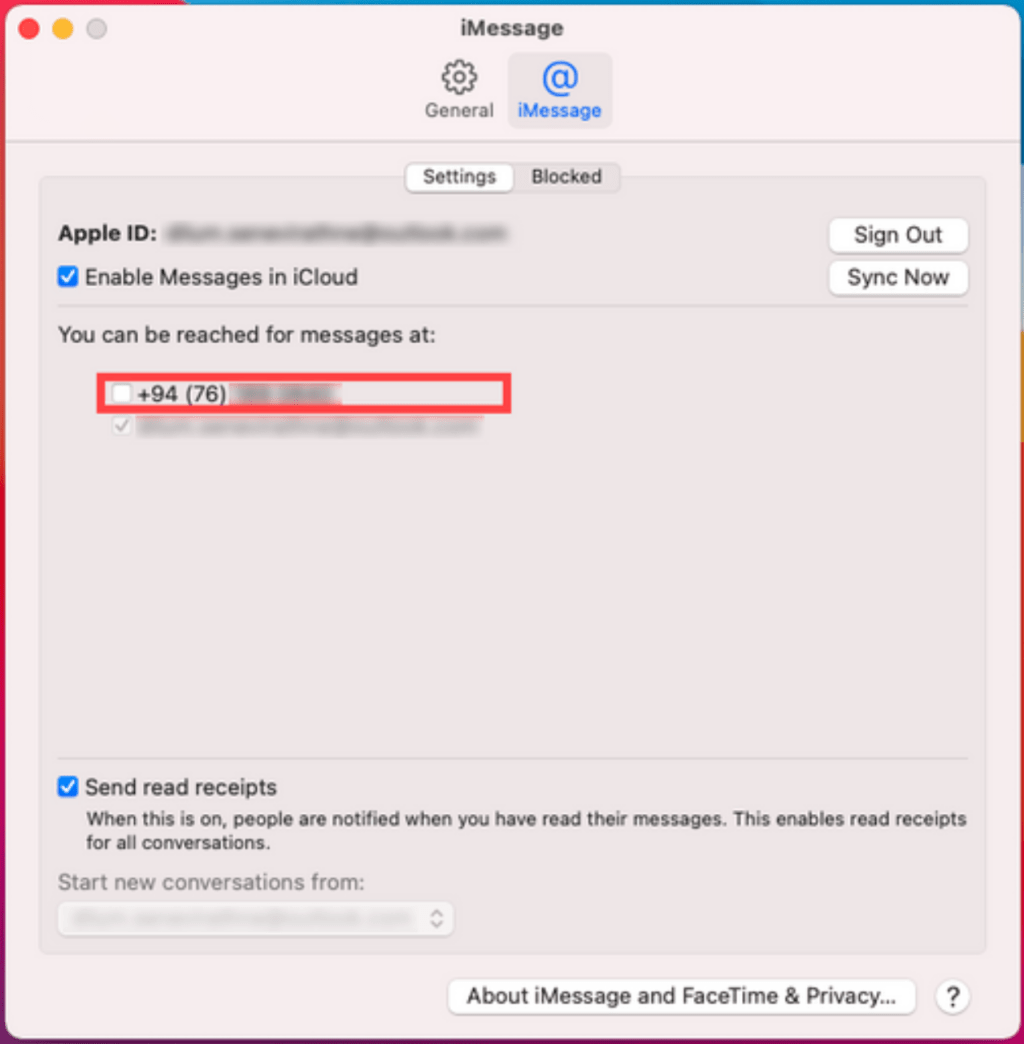 stop text messages on mac