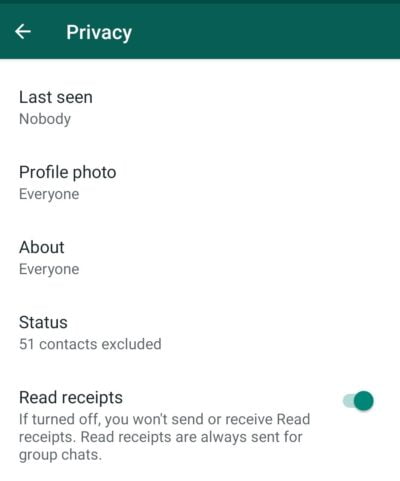 turn off whatsapp read receipts