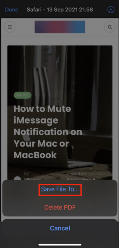 How To Save A Webpage As A PDF On iPhone using Safari
