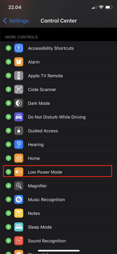 How to Add Low Power Mode Button to iPhones Control Center