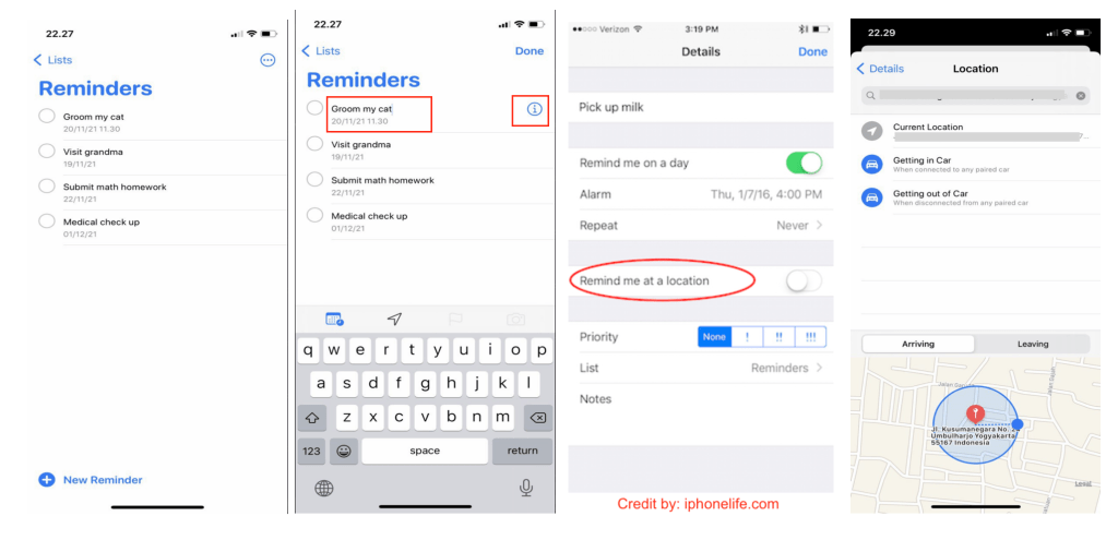 How to Add a Location Based Alert in Reminders iPhone