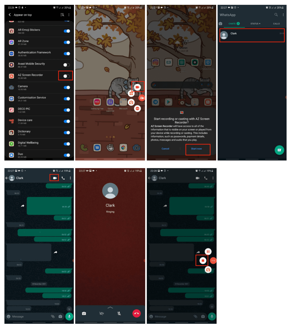 How to Record a WhatsApp Video Call on Android Using AZ Screen Recorder