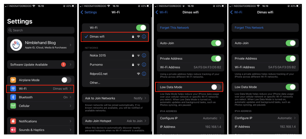 How to Enable or Disable Low Data Mode for a Wifi on iPhone 1