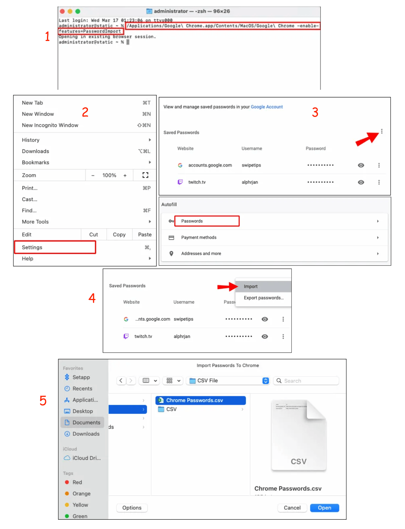 How To Import Passwords Into Google Chrome Using A CSV File On MacOS