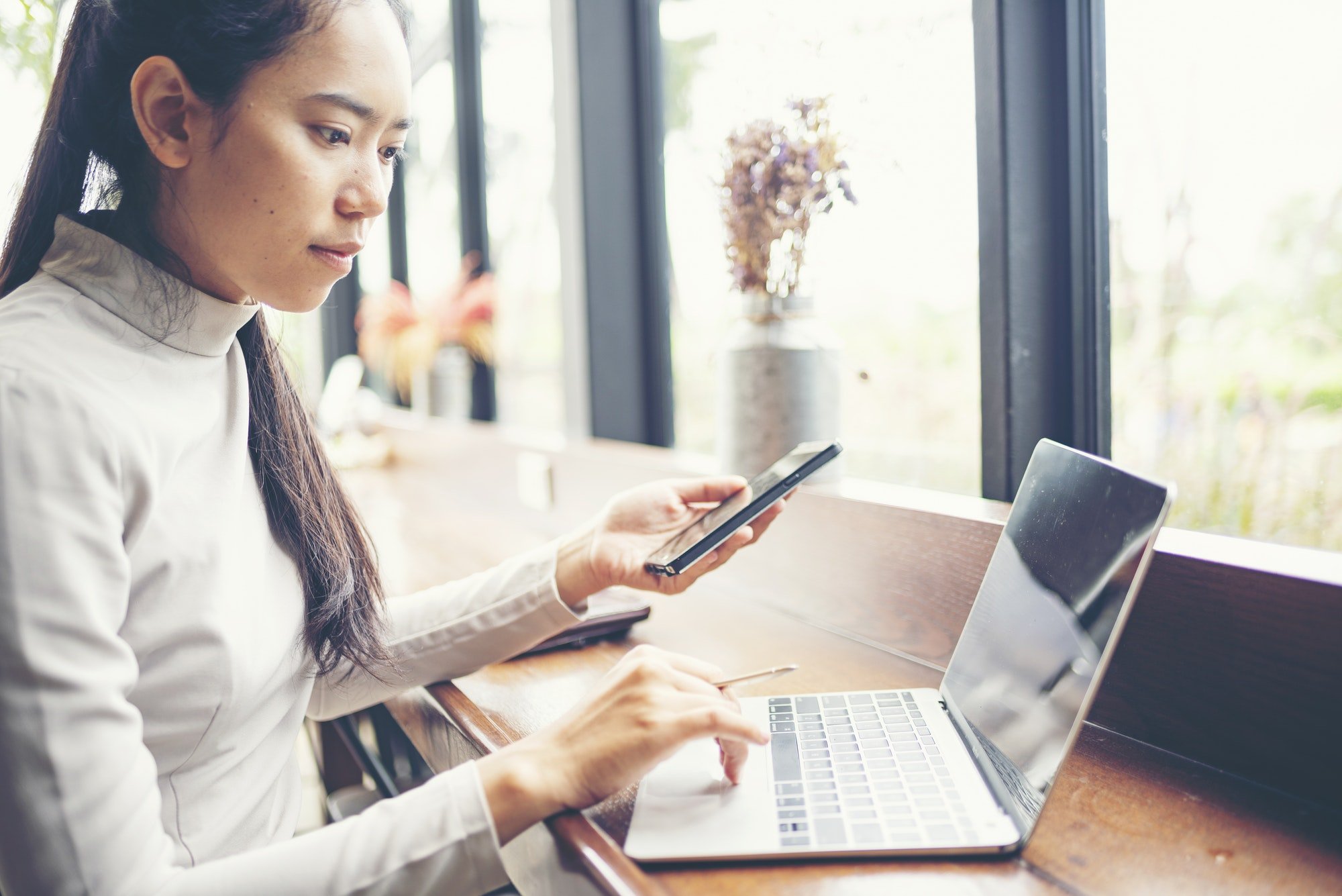 business women working with smartphone