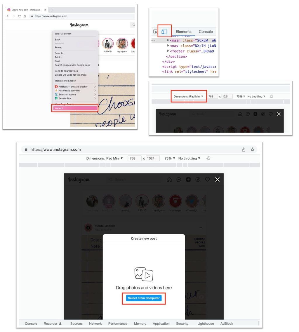 How to Post Instagram Photos Using Laptop With a Nifty Chrome Trick 2