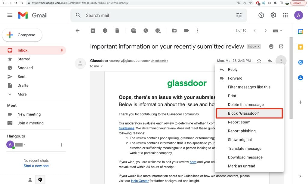 How to Block an Email Address in Gmail from Web Browser