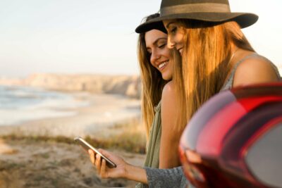 Girl showing something on the phone