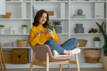 woman is using phone