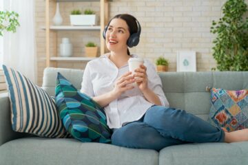 woman listening to music