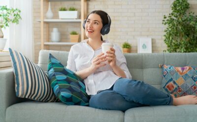 woman listening to music