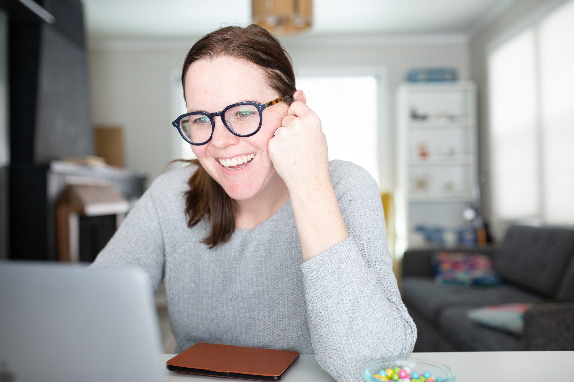 woman on a computer