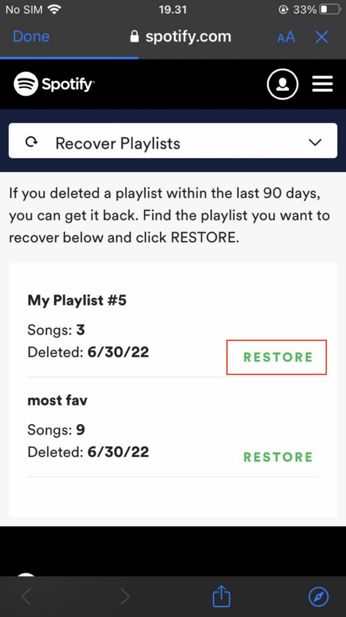 How to Recover Deleted Playlists on Spotify using iPhone 6