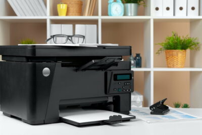 Printer, copier, scanner in office. Workplace