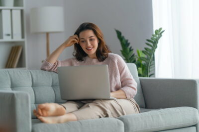 woman using laptop