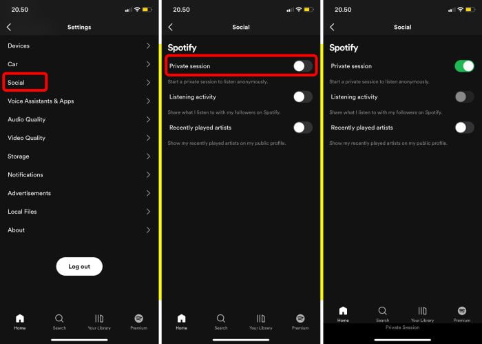 How to Use Spotify Private Mode via iOS/Android App