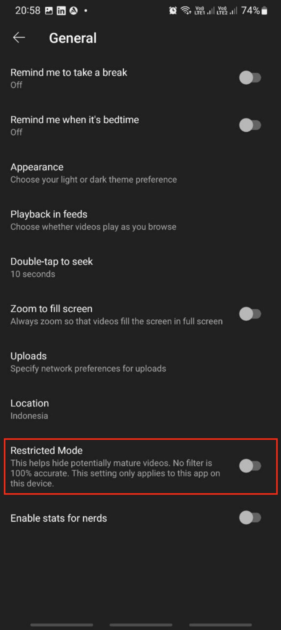 How to Disable Restricted Mode on YouTube via Youtube Mobile Apps