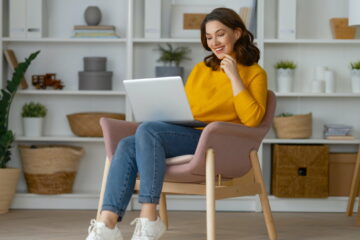 woman using laptop