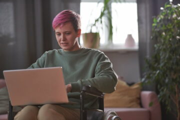 Woman using laptop