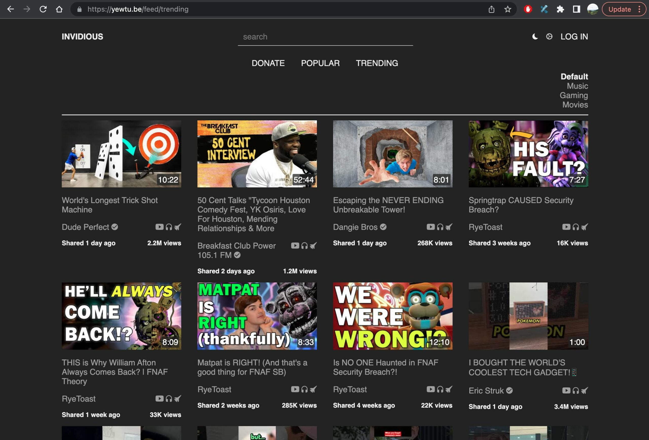 Using Invidius YouTube Client