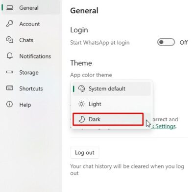 Activate Dark Mode WhatsApp for PC