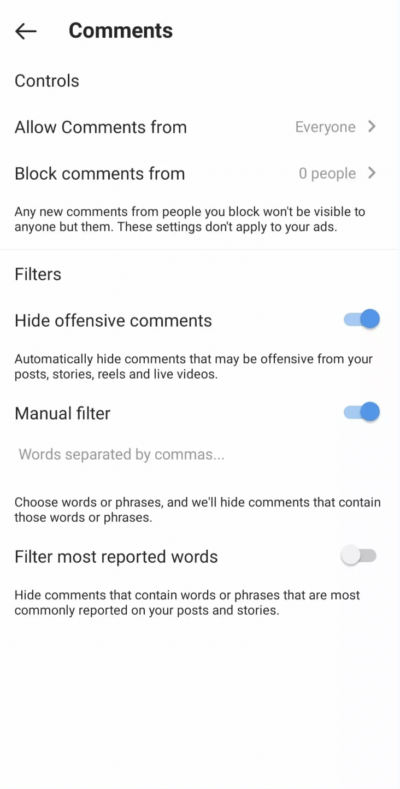 How to Hide Comments From Your Instagram Feed