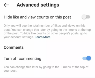 How to Enable/ Disable Comments on Instagram Posts